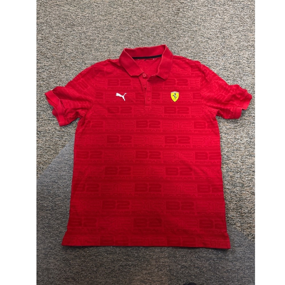 Puma Ferrari Scuderia F1 Red Polo Shirt Men's Medium Motorsport Racing‎